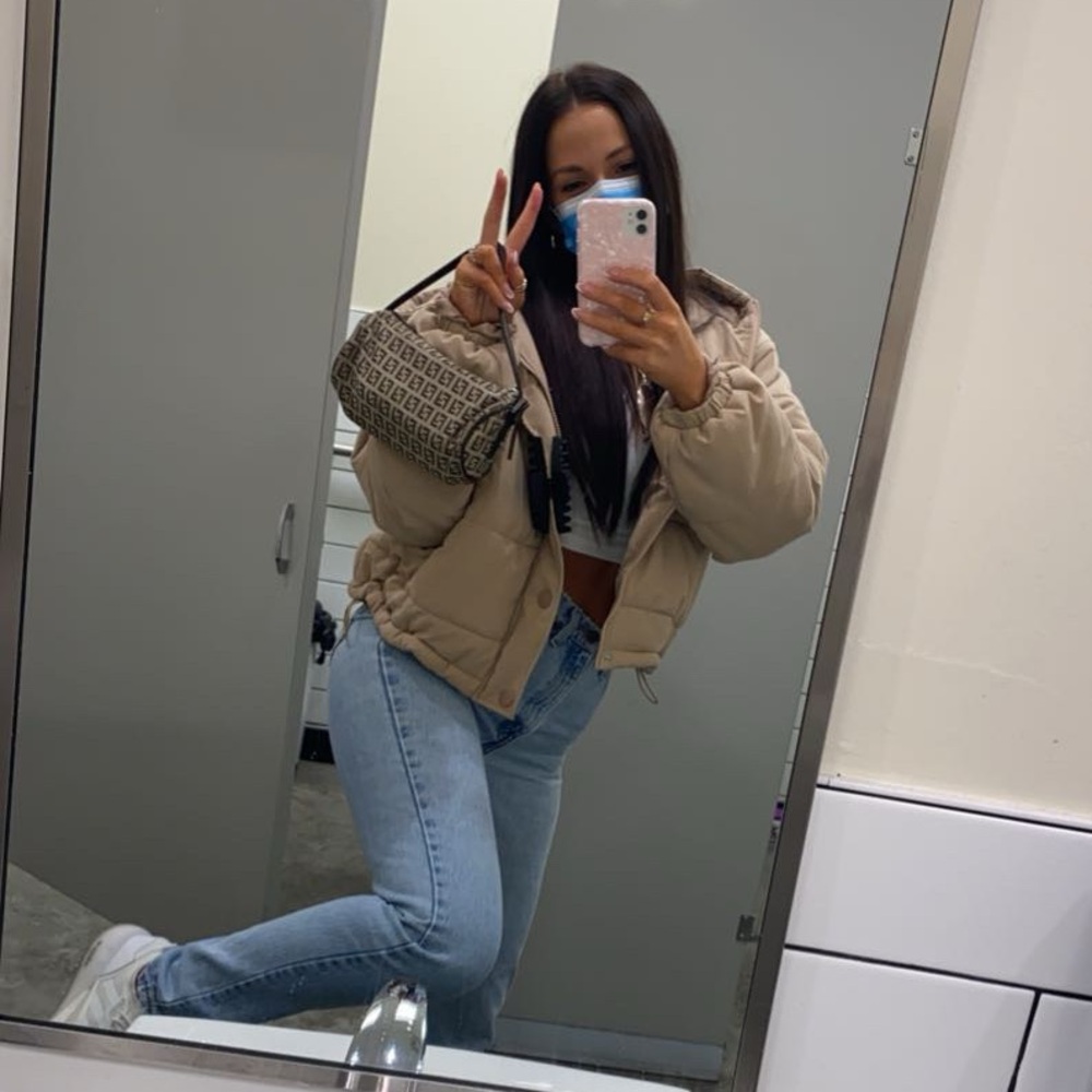 For Love and Lemons Beige Puffer Jacket